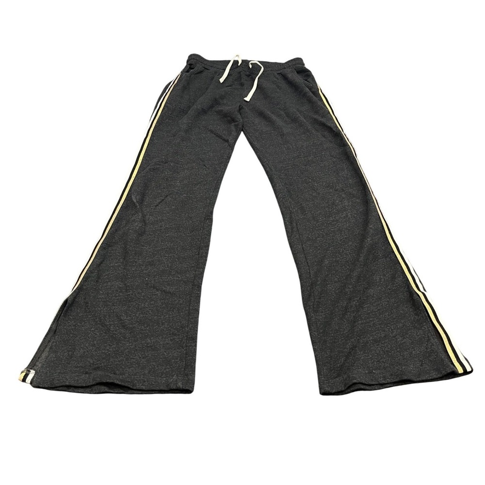 Sundry Sweatpants Women Size 2 Charcoal Gray Striped Wide Leg Flare Lounge Pants